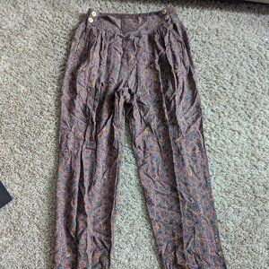 Vintage Pliers LTD Green Patterned Pants, 100% Rayon, Made in USA